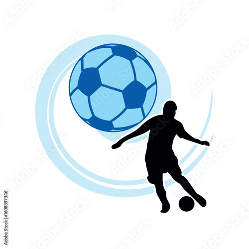 Soccer Player Silhouette with Ball