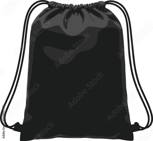 Red drawstring backpack bag with black cords, gym sackpack mockup, lightweight sport bag for travel, fitness, or promotional use