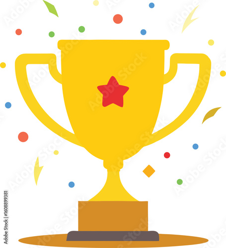 gold trophy cup vector icon illustration graphic design for champion, victory, first, prize, soccer, football, hockey, lacrosse, american football, basketball, and baseball, Rugby, cricket.