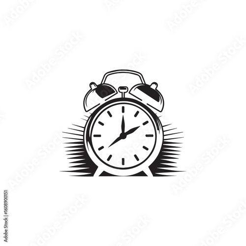 alarm clock silhouette black and white vector icon