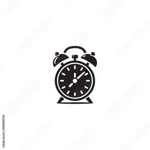 alarm clock silhouette black and white vector icon