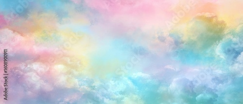 The colorful clouds drifting gently across a pastel sky.