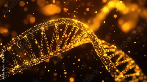 Golden DNA Strand – Molecular Biology and Genetics Concept