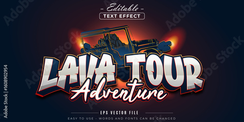 Lava tour adventure, editable text effect.