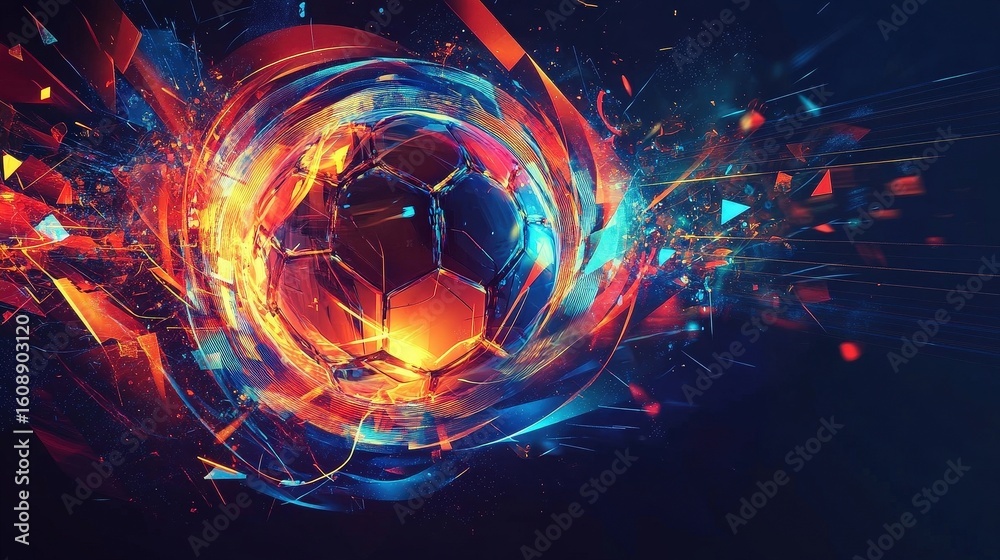 Obraz premium abstract soccer ball energy explosion