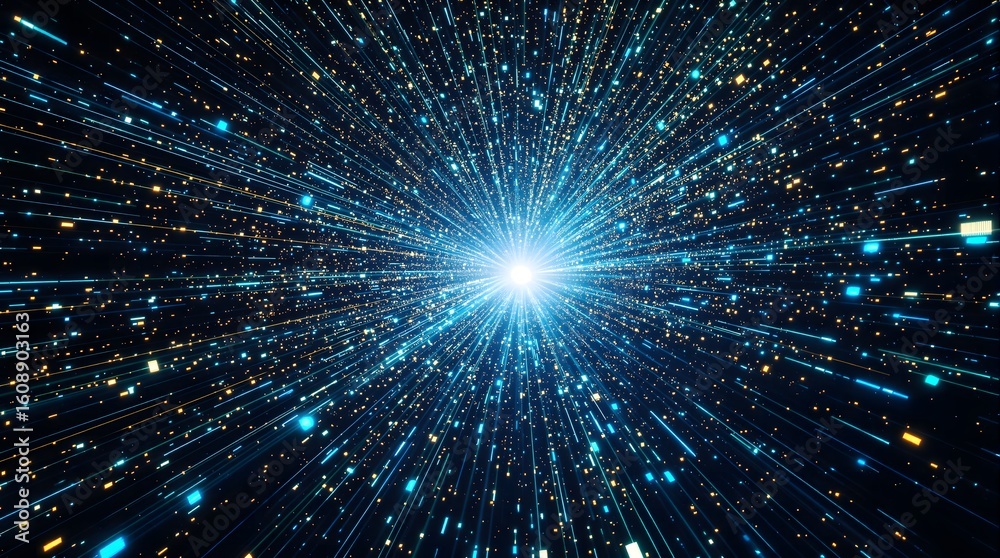 Fototapeta premium Experience the future with this dynamic abstract light burst, perfect for tech and innovation visuals