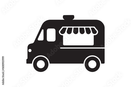 Ice Cream Truck Silhouette Icon for Mobile Dessert Vendors