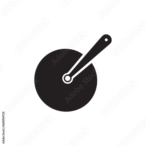 Round Pizza Cutter Wheel Silhouette Icon for Pizzeria and Kitchen