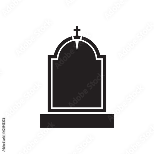 Gravestone with Cross Icon - A Symbol of Remembrance and Memorial