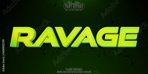 Ravage editable text effect, customizable battle and war 3d font style