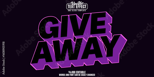 Giveaway editable text effect, customizable prize and contest 3d font style