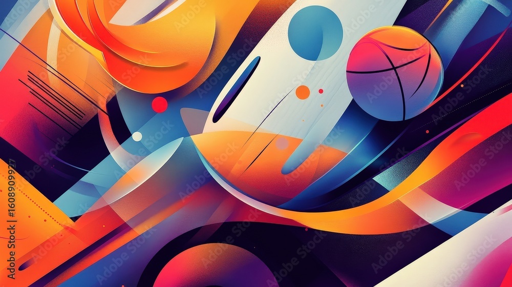 Fototapeta premium abstract basketball art vibrant color splash
