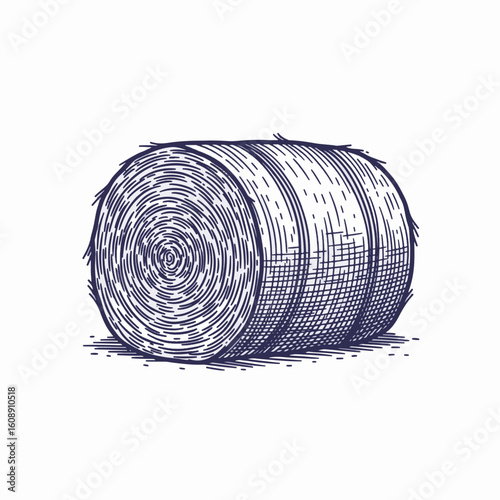 Round bale isolated for agricultural concept. Round bale hay illustration evokes imagery of farming and harvest season.