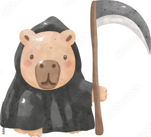 Cute Capybara Halloween Clipart | Kawaii Halloween Animal Illustration