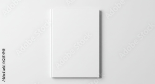 Blank white book cover mockup centered against a white background with subtle shadow