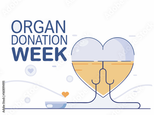 Organ Donation Week Illustration with Heart Shaped Container Filled with Liquid and a Small Heart