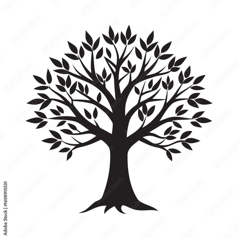 Obraz premium black silhouette neem tree