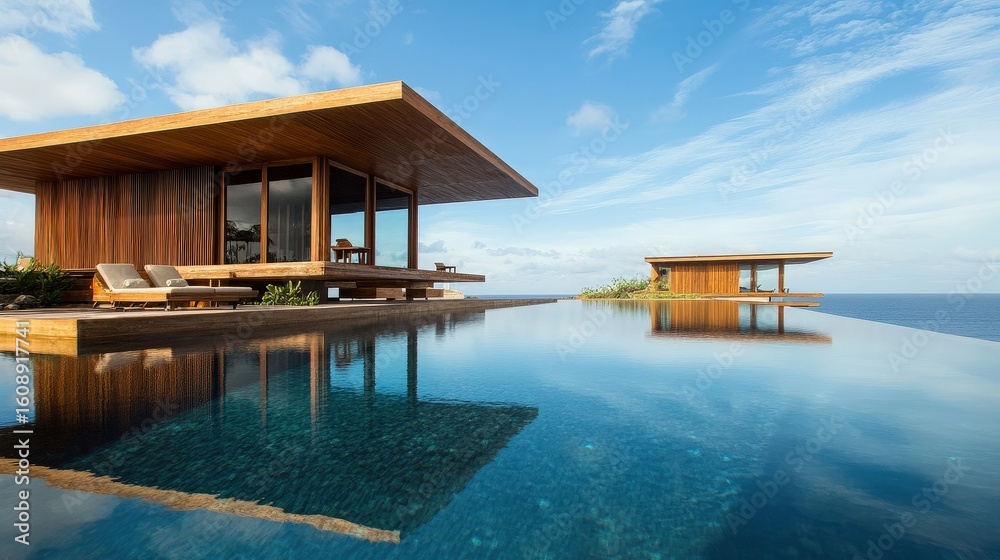 Fototapeta premium luxury villa infinity pool ocean view