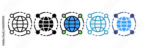 Global Networking Icon Set Multiple Style Collection