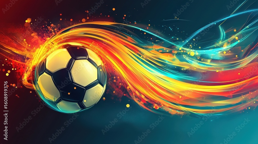 Fototapeta premium fiery soccer ball speed abstract background