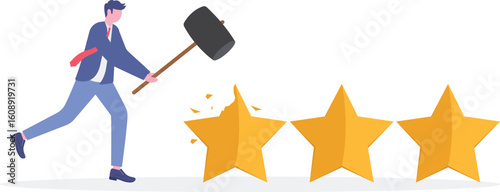 Investment rating downgrade, credit score of mortgage or bond or corporate loan concept.
