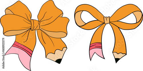 Pencil Ribbon Bow Coquette Illustration Art & Illustration