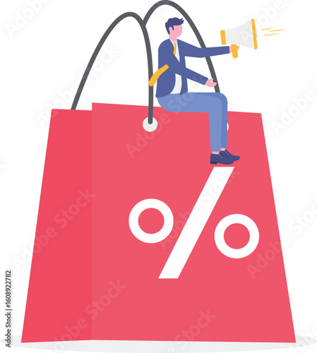 Sale or discount price tag, marketing promotion or price cut,


