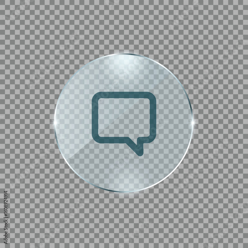 Message icon in metallic circle representing chat conversation texting or comment feature in messaging platforms apps or website user interfaces

