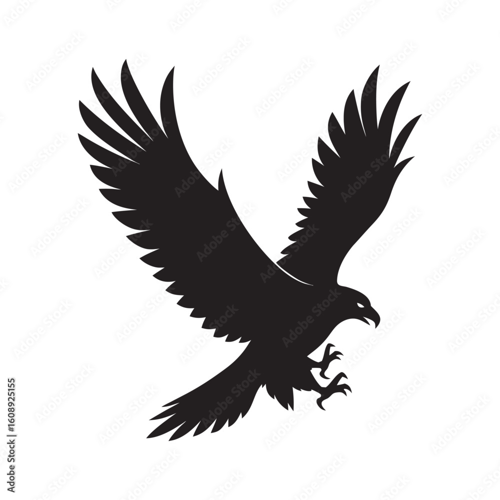 Fototapeta premium Bald Eagle Hunting Prey Silhouette Scene