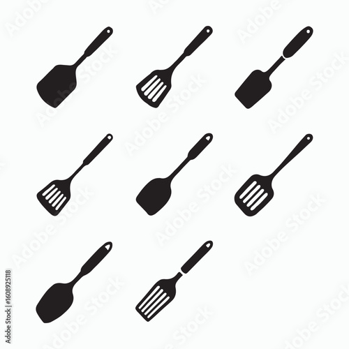 black and white cooking spatula icons
