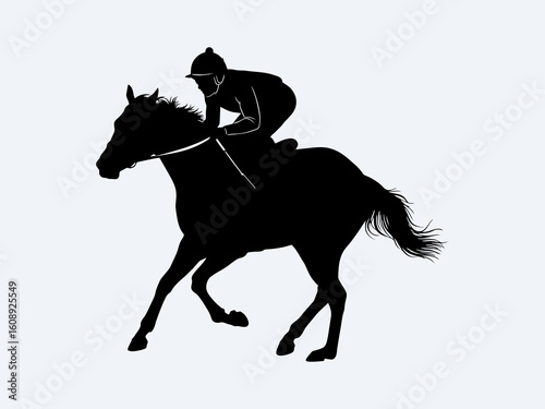 Silhouette of an equestrian athlete in action