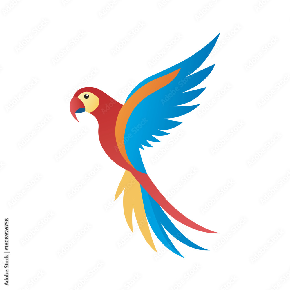 Obraz premium Macaw In Flight With Flowing Tail