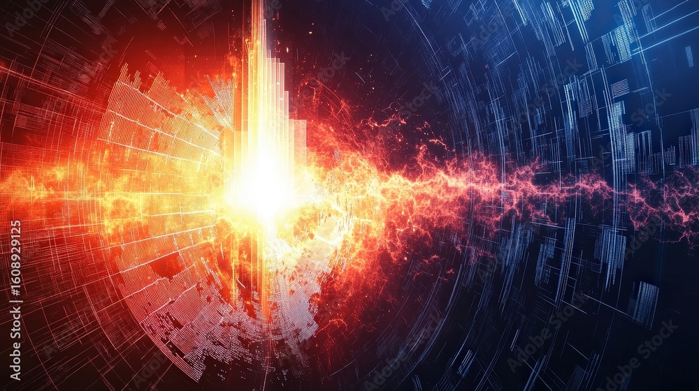 Obraz premium abstract digital energy collision