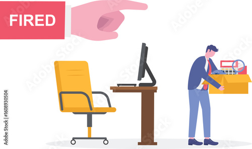 Fired employee, layoff or dismissal worker, misconduct or underperform staff,
