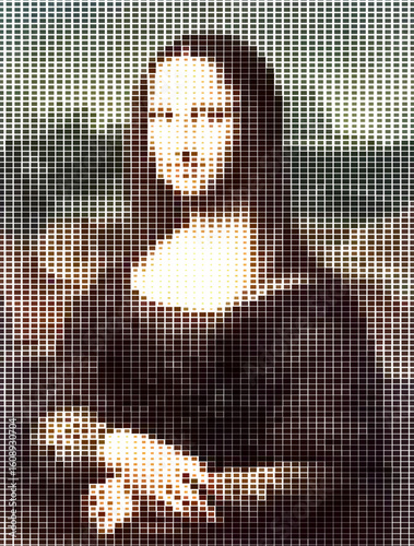 Pixel Art. The Illustration of Mona lisa Painting.