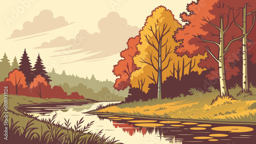 Secluded Forest Pond Calmly Reflecting Vibrant Autumn Foliage and Colorful Trees