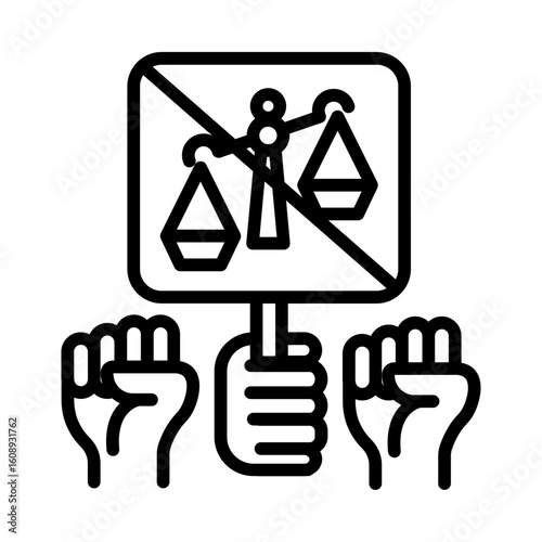 Protest for injustice illustration for coloring page