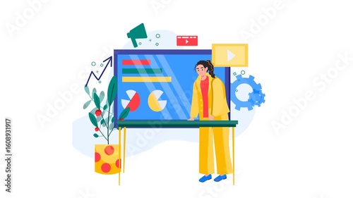Data analysis 2D animated Illustration