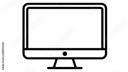 Simple black line art computer monitor