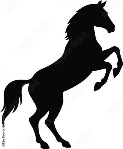 Running wild mustang horse silhouette vector illustration