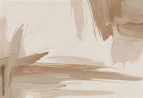 Neutral abstract art background with simple  paint brush strokes

