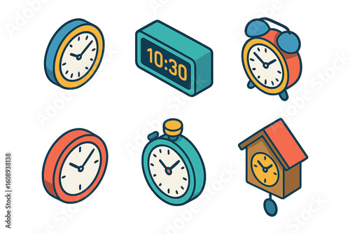 Isometric clock collection: diverse timepiece designs for modern concepts