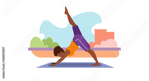 Person doing yoga outdoors, perfect for wellness websites or fitness blogs.