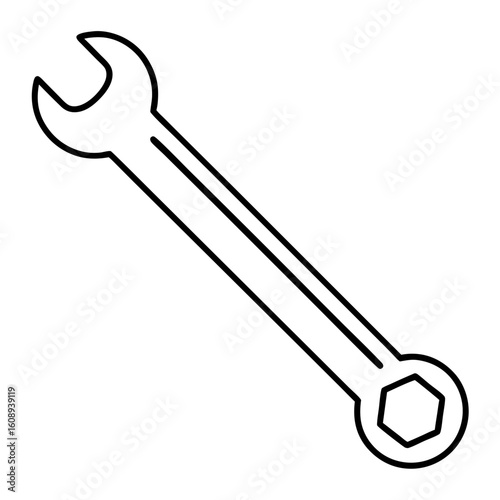 Allen Wrench Vector Silhouette Isolate White Background