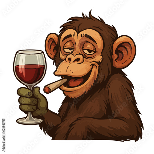 chimp drinking wine
