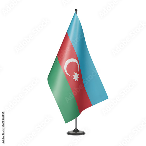 Azerbaijan flag waving proudly on a desk, perfect for business, travel, and national pride.