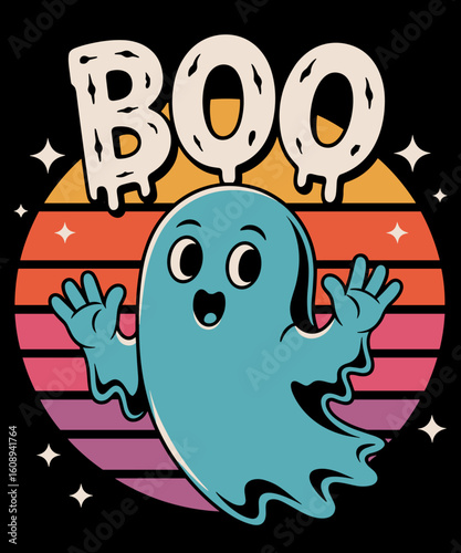 Groovy Hey Boo Cute Ghost Funny Halloween