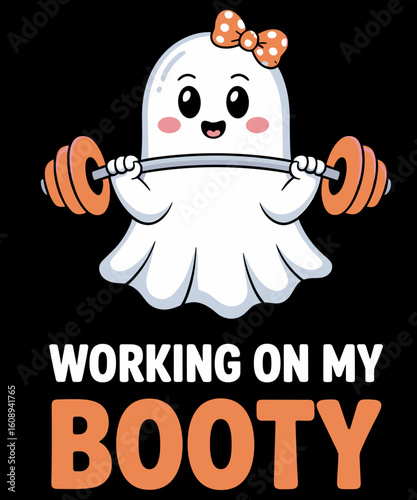 Working On My BOOty Funny Ghost Gym Fitness Halloween