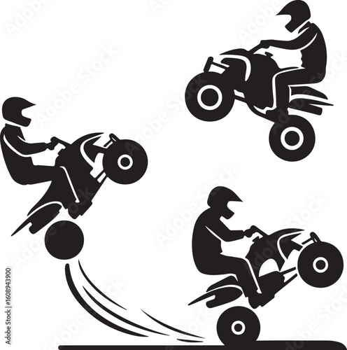 Quad bike riders performing stunts helmet