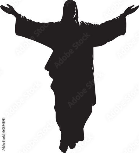 Silhouette of jesus christ with arms raised in blessing